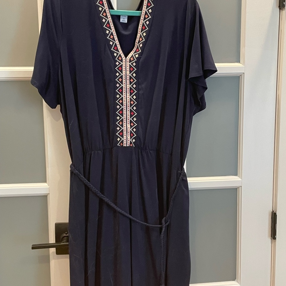 Old Navy Navy Blue Dress with Embroidered Detail